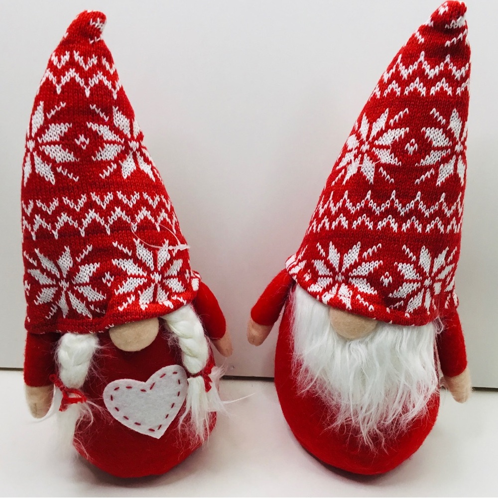 2 Christmas Gnome’s At Home Red White Yule Tidings New